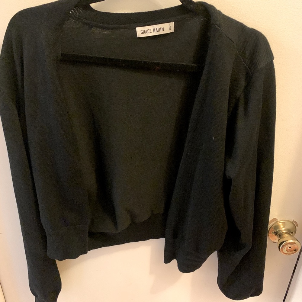 Grace Karin Black Cropped Sweater Plus 2XL